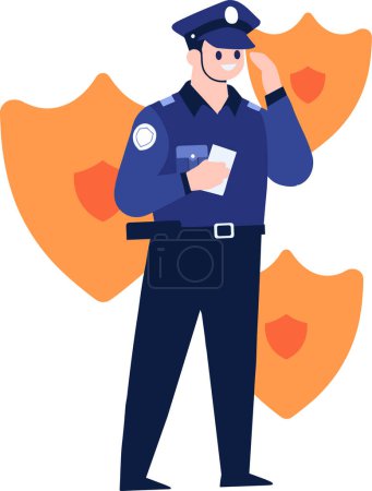Illustration for Police officer in flat style isolated on background - Royalty Free Image