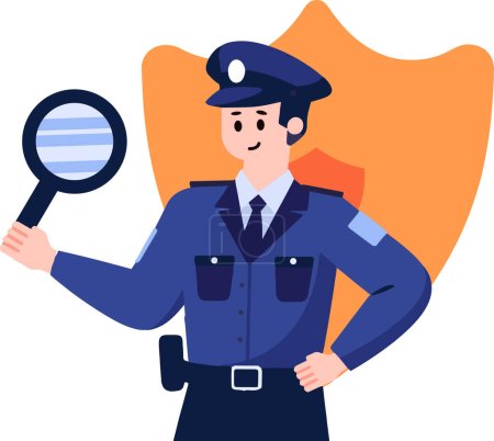 Téléchargez les illustrations : Policier en style plat isolé sur fond - en licence libre de droit