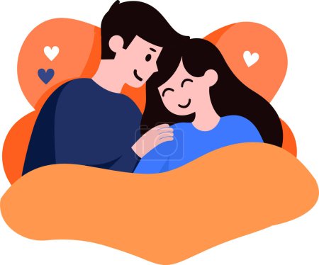 Illustration for A couple hugging together in flat style isolated on background - Royalty Free Image