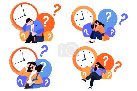 Illustration for A people tired from work in flat style collection - Royalty Free Image