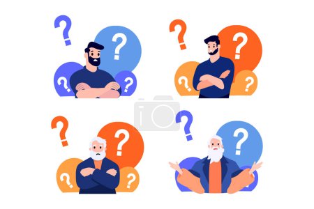 Illustration for People with suspicious expression in flat style collection - Royalty Free Image