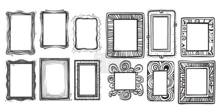 Illustration for Doodle frame or badge in Doodle or cartoon style isolated on background - Royalty Free Image