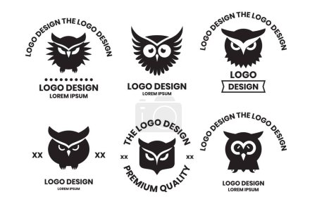Illustration for Owl logo or badge in bookstore concept in Vintage or retro style isolated on background - Royalty Free Image