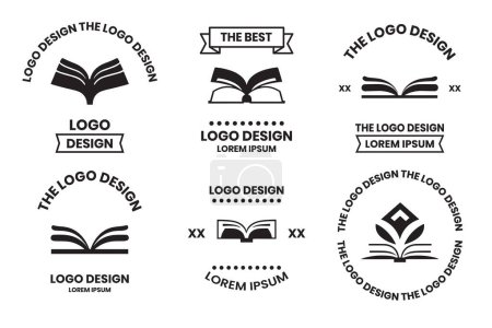 Téléchargez les illustrations : Logo ou badge de librairie ou de lunetterie dans le concept de librairie dans le style Vintage ou rétro isolé sur fond - en licence libre de droit