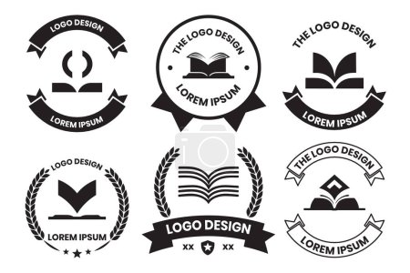Téléchargez les illustrations : Logo ou badge de librairie ou de lunetterie dans le concept de librairie dans le style Vintage ou rétro isolé sur fond - en licence libre de droit