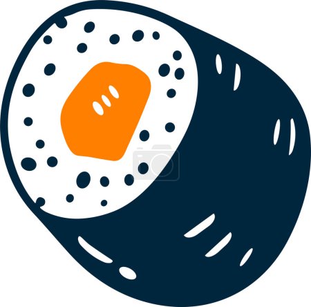 Téléchargez les illustrations : Isoler maki sushi style plat sur fond - en licence libre de droit