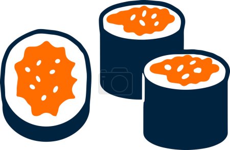 Ilustración de Aislar maki sushi estilo plano sobre fondo - Imagen libre de derechos