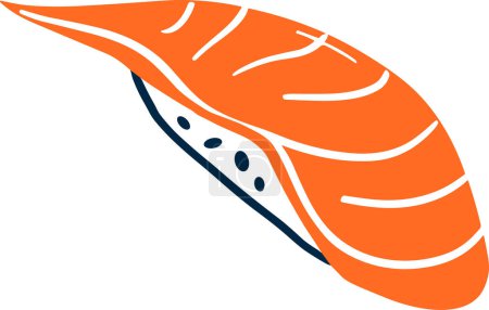 Téléchargez les illustrations : Isoler les sushis de saumon style plat sur fond - en licence libre de droit