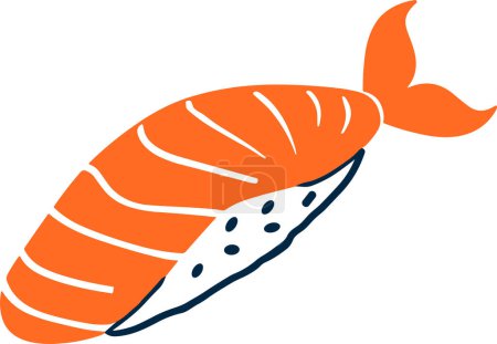Ilustración de Aislar el sushi de salmón estilo plano sobre fondo - Imagen libre de derechos