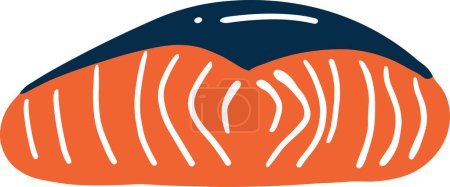 Téléchargez les illustrations : Isoler un morceau de saumon plat sur fond - en licence libre de droit