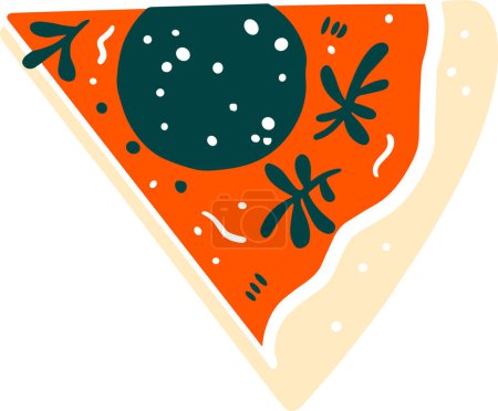 Ilustración de Aislar rebanada de pizza estilo plano en el fondo - Imagen libre de derechos