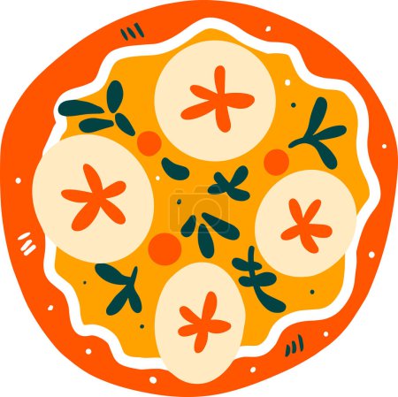 Ilustración de Aislar pizza estilo plano en el fondo - Imagen libre de derechos