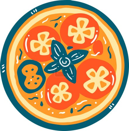 Téléchargez les illustrations : Isoler style plat pizza sur fond - en licence libre de droit