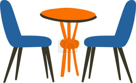 Ilustración de Mesa y sillas de estilo plano aislar en el fondo - Imagen libre de derechos