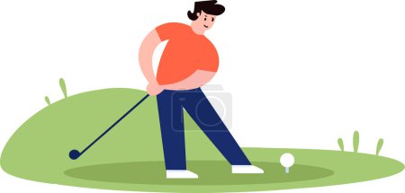 Illustration for A man playing golf flat style isolate on background - Royalty Free Image