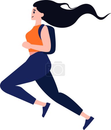 Ilustración de Mujer corriendo estilo plano aislar en fondo - Imagen libre de derechos