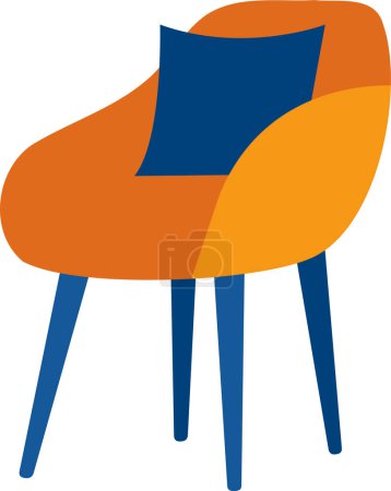 Téléchargez les illustrations : Chaise style plat isolé sur fond - en licence libre de droit