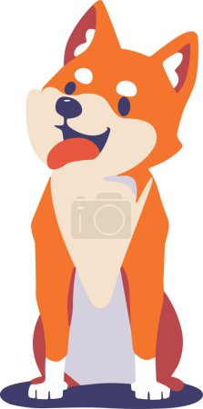 Téléchargez les illustrations : Shiba inu chien style plat isolé sur fond - en licence libre de droit