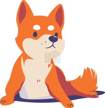 Téléchargez les illustrations : Shiba inu chien style plat isolé sur fond - en licence libre de droit