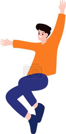 Téléchargez les illustrations : Un homme sautant style plat isolé sur fond - en licence libre de droit