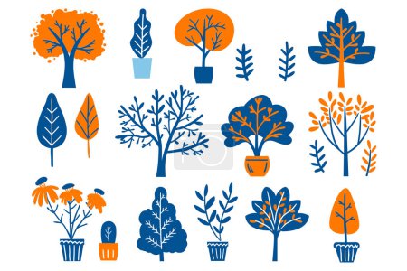 Illustration for Plants collection flat style isolated on background - Royalty Free Image