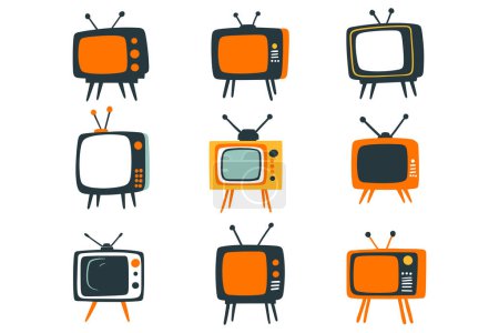 Illustration for Television collection flat style isolated on background - Royalty Free Image