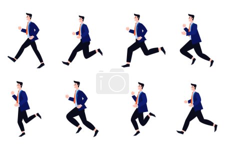 Illustration for Businessman running collection flat style on background - Royalty Free Image