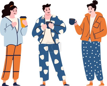 Illustration for People wearing pajamas flat style isolated on background - Royalty Free Image