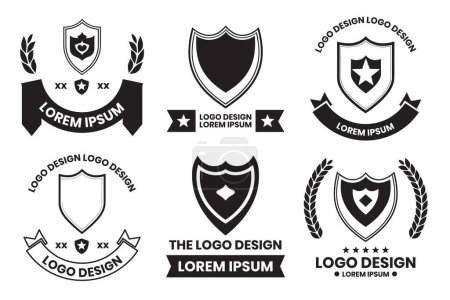 Ilustración de Logo escudo estilo vintage en estilo minimalista moderno aislado en el fondo - Imagen libre de derechos