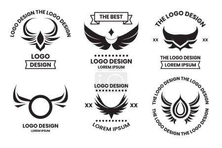 Ilustración de Logo alas en estilo minimalista moderno aislado en el fondo - Imagen libre de derechos