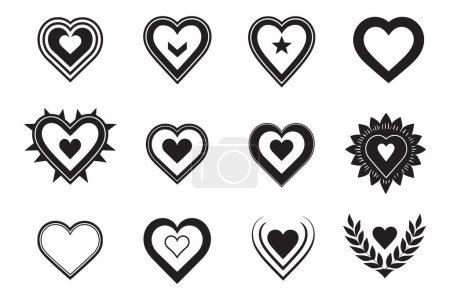Illustration for Vintage heart logo in modern minimal style isolated on background - Royalty Free Image