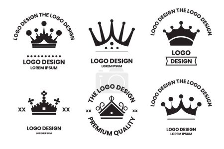 Téléchargez les illustrations : Logo couronne dans le style minimaliste moderne isolé sur fond - en licence libre de droit