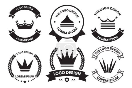 Téléchargez les illustrations : Logo couronne dans le style minimaliste moderne isolé sur fond - en licence libre de droit