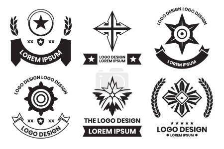 Ilustración de Logotipo estrella de estilo vintage en estilo minimalista moderno aislado sobre fondo - Imagen libre de derechos