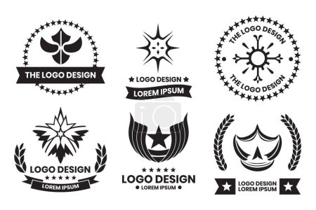 Téléchargez les illustrations : Logo étoile de style vintage dans un style minimaliste moderne isolé sur fond - en licence libre de droit