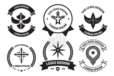 Téléchargez les illustrations : Logo étoile de style vintage dans un style minimaliste moderne isolé sur fond - en licence libre de droit