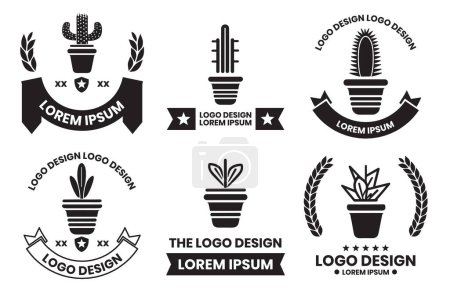 Ilustración de Logotipo del árbol de cactus en estilo minimalista moderno aislado en el fondo - Imagen libre de derechos