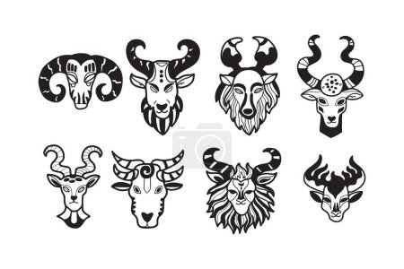 Hand Drawn zodiac mask in flat style isolated on background