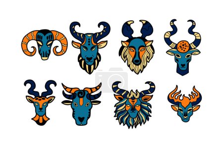 Illustration for Hand Drawn zodiac mask in flat style isolated on background - Royalty Free Image