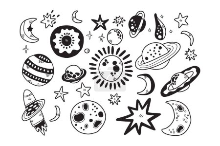 Illustration for Hand Drawn stars and space in flat style isolated on background - Royalty Free Image