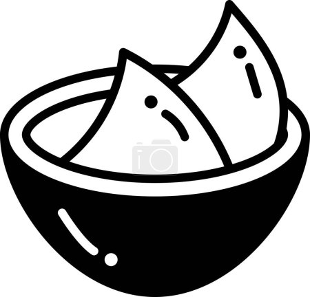 Téléchargez les illustrations : Un bol de nourriture dans le concept alimentaire asiatique. Le bol est rempli de riz et a beaucoup de petits points - en licence libre de droit