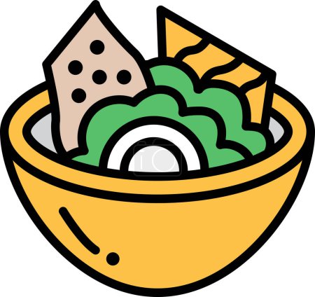 Illustration for A bowl of food with chopsticks on top. The bowl is filled with rice and has a lot of small dots - Royalty Free Image