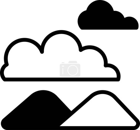 Illustration for A mountain range with a sky in the background. The clouds are white and fluffy, and the mountains are tall and majestic. Concept of awe and wonder at the beauty of nature - Royalty Free Image