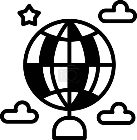 Ilustración de Un dibujo de un globo aerostático. El globo es el foco principal de la imagen, y flota en el aire. El globo está rodeado por un fondo blanco - Imagen libre de derechos