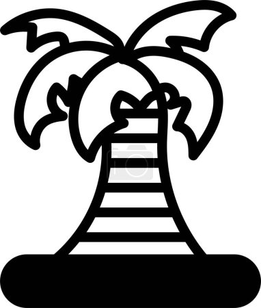Ilustración de Una palmera se muestra en primer plano. El árbol está rodeado por una cordillera y el cielo está nublado. La escena es serena y pacífica, con la palmera de pie - Imagen libre de derechos