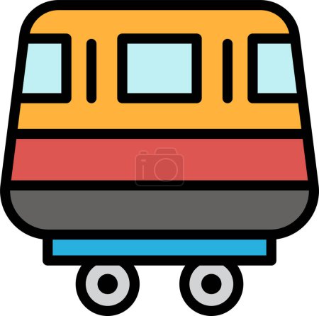 Téléchargez les illustrations : Un train noir et blanc à roues. Le train est un design simple sans détails - en licence libre de droit