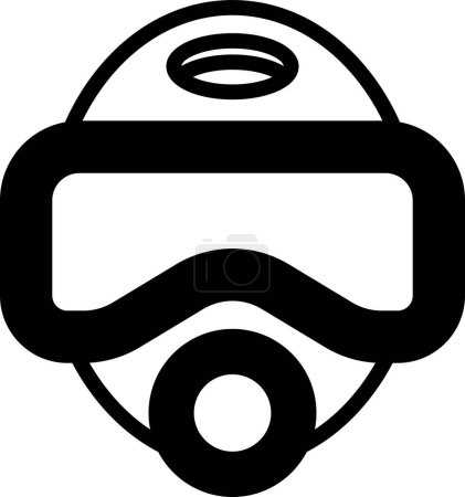 Illustration for A black and white image of a diving mask with a black hose attached to it. The mask is designed to protect the wearer from water and other hazards while diving - Royalty Free Image
