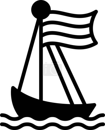 Ilustración de Un dibujo en blanco y negro de un velero. El barco es pequeño y tiene una bandera en la parte superior. El barco se coloca en el centro de la imagen - Imagen libre de derechos