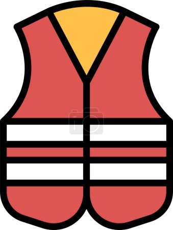 Illustration for A black and white image of a life jacket. The jacket is designed to be worn by a person in the water - Royalty Free Image