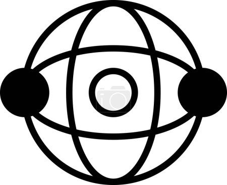 Illustration for A black and white image of a globe with two small circles in the middle of it - Royalty Free Image